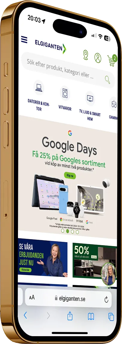 iphone viewing the website elgiganten.se